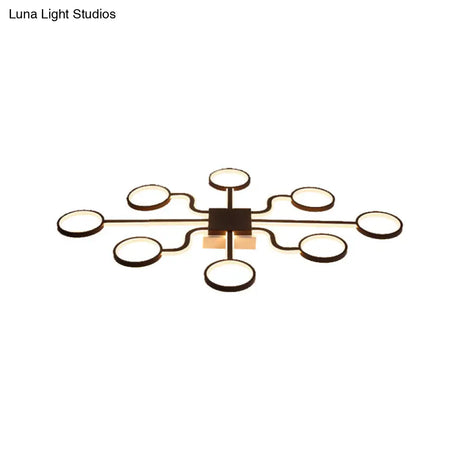 Sputnik Nordic Iron Ceiling Flush-Mount Light With Ring Shade - 4/6/8 Head Options Black
