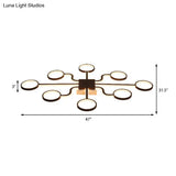 Sputnik Nordic Iron Ceiling Flush-Mount Light With Ring Shade - 4/6/8 Head Options Black