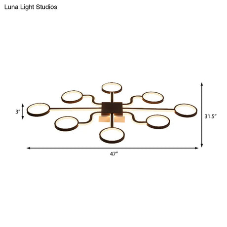 Sputnik Nordic Iron Ceiling Flush-Mount Light With Ring Shade - 4/6/8 Head Options Black