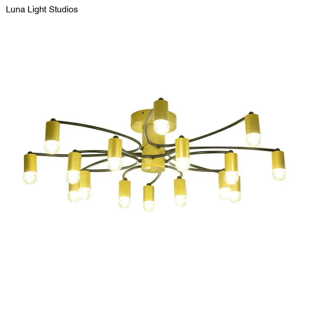 Sputnik Semi Flush Mount Metal Ceiling Lamp - 12/16 Lights Modern Design In Gold/Black