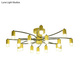 Sputnik Semi Flush Mount Metal Ceiling Lamp - 12/16 Lights Modern Design In Gold/Black