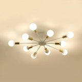 Sputnik Semi Flush Mount Retro Industrial Ceiling Light With 6/8/9 Bulbs - White Finish Bedroom