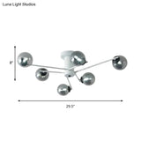 Sputnik Semi Flush Mount Silver Glass Ceiling Light Fixture - Modern Postmodern Design With 6/8/10