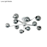 Sputnik Semi Flush Mount Silver Glass Ceiling Light Fixture - Modern Postmodern Design With 6/8/10