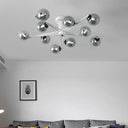 Sputnik Semi Flush Mount Silver Glass Ceiling Light Fixture - Modern Postmodern Design With 6/8/10