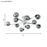 Sputnik Semi Flush Mount Silver Glass Ceiling Light Fixture - Modern Postmodern Design With 6/8/10