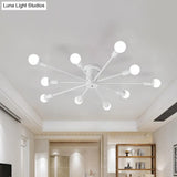 Sputnik Style Ceiling Light In Black/White/Gold With 6/8/10 Heads - Contemporary Semi - Mount