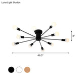 Sputnik Style Ceiling Light In Black/White/Gold With 6/8/10 Heads - Contemporary Semi - Mount