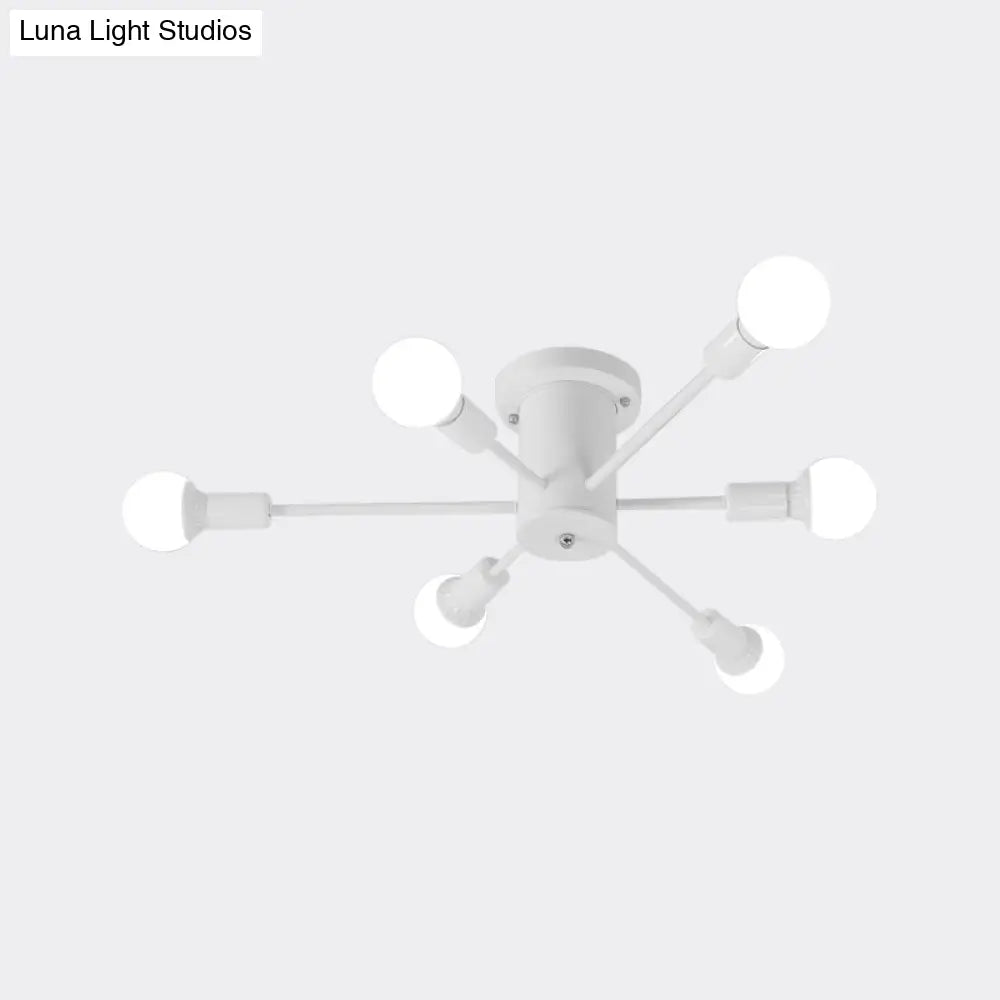 Sputnik Style Ceiling Light In Black/White/Gold With 6/8/10 Heads - Contemporary Semi - Mount