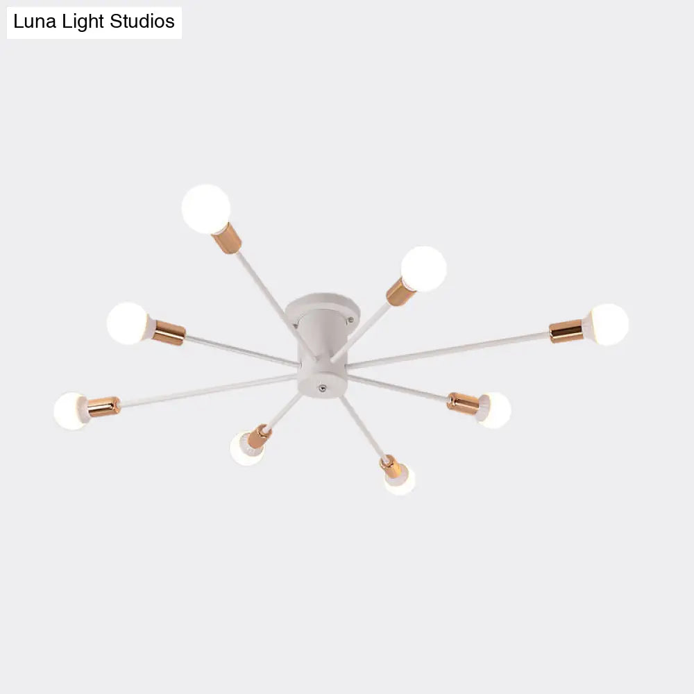 Sputnik Style Ceiling Light In Black/White/Gold With 6/8/10 Heads - Contemporary Semi - Mount