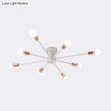 Sputnik Style Ceiling Light In Black/White/Gold With 6/8/10 Heads - Contemporary Semi - Mount