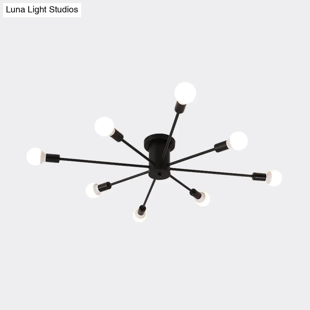 Sputnik Style Ceiling Light In Black/White/Gold With 6/8/10 Heads - Contemporary Semi - Mount