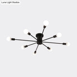 Sputnik Style Ceiling Light In Black/White/Gold With 6/8/10 Heads - Contemporary Semi - Mount