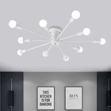 Sputnik Style Ceiling Light In Black/White/Gold With 6/8/10 Heads - Contemporary Semi - Mount