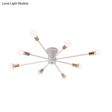 Sputnik Style Ceiling Light In Black/White/Gold With 6/8/10 Heads - Contemporary Semi - Mount