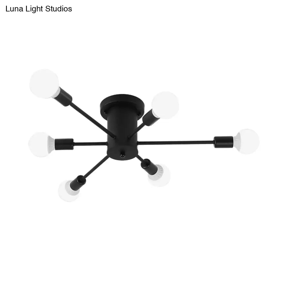 Sputnik Style Ceiling Light In Black/White/Gold With 6/8/10 Heads - Contemporary Semi - Mount