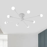 Sputnik Style Ceiling Light In Black/White/Gold With 6/8/10 Heads - Contemporary Semi - Mount