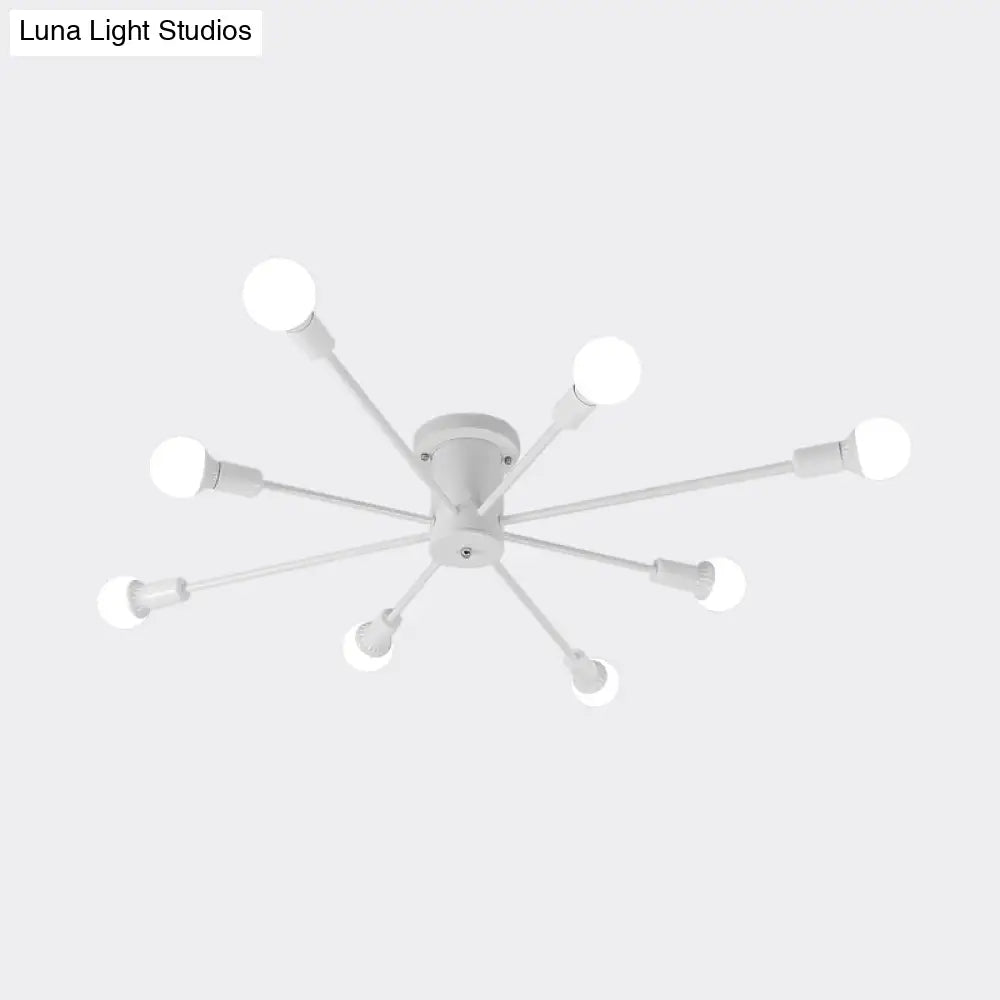 Sputnik Style Ceiling Light In Black/White/Gold With 6/8/10 Heads - Contemporary Semi - Mount