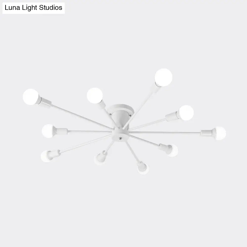 Sputnik Style Ceiling Light In Black/White/Gold With 6/8/10 Heads - Contemporary Semi - Mount