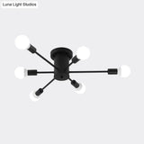 Sputnik Style Ceiling Light In Black/White/Gold With 6/8/10 Heads - Contemporary Semi - Mount