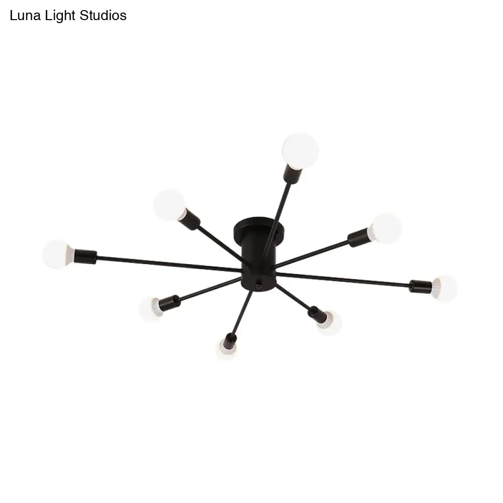 Sputnik Style Ceiling Light In Black/White/Gold With 6/8/10 Heads - Contemporary Semi - Mount