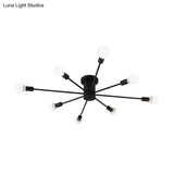 Sputnik Style Ceiling Light In Black/White/Gold With 6/8/10 Heads - Contemporary Semi - Mount