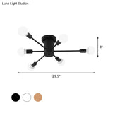 Sputnik Style Ceiling Light In Black/White/Gold With 6/8/10 Heads - Contemporary Semi - Mount