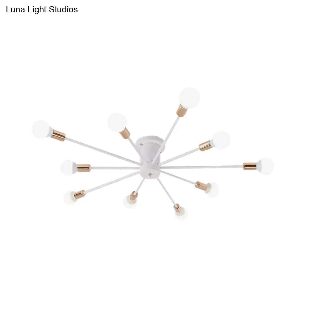 Sputnik Style Ceiling Light In Black/White/Gold With 6/8/10 Heads - Contemporary Semi - Mount