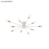 Sputnik Style Ceiling Light In Black/White/Gold With 6/8/10 Heads - Contemporary Semi - Mount
