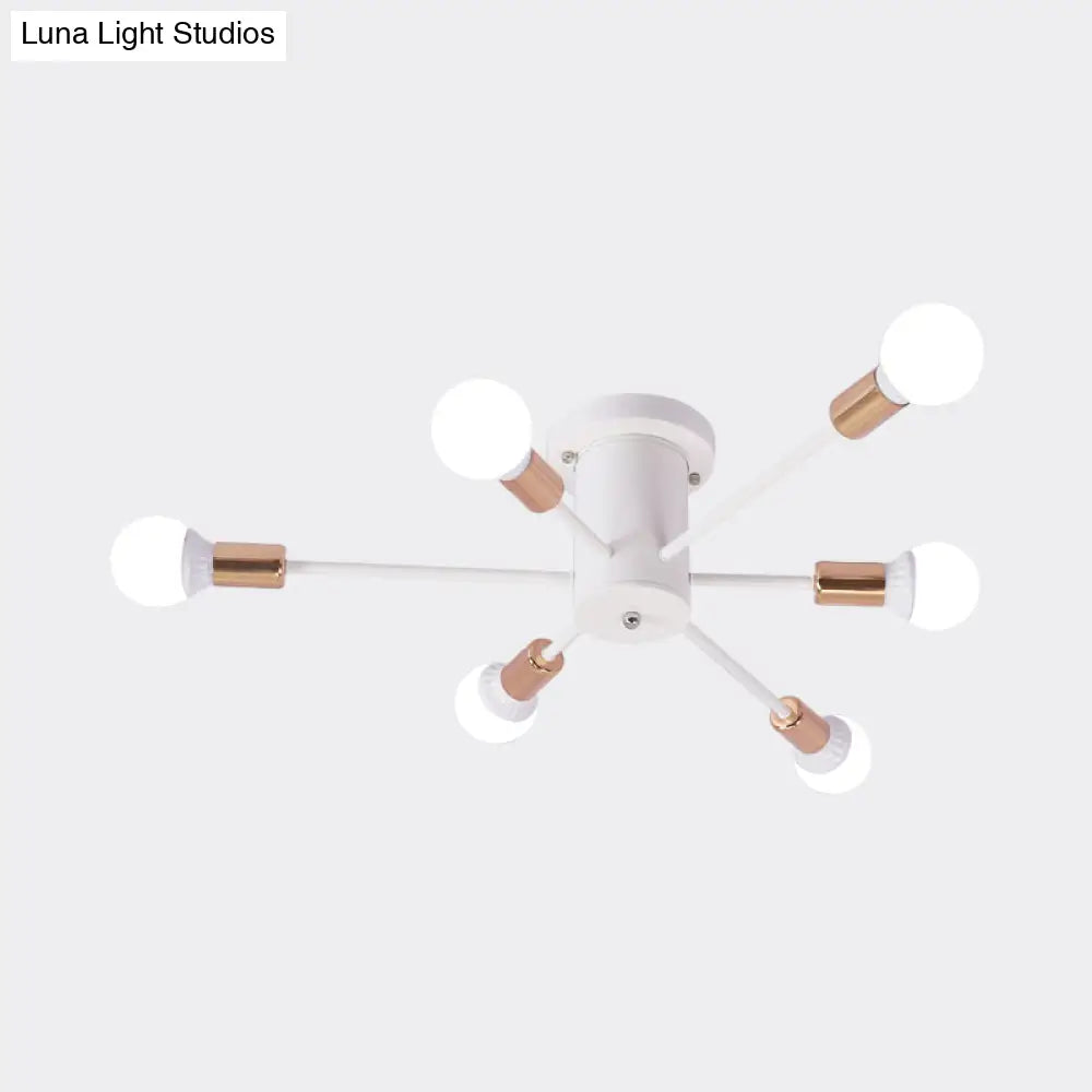 Sputnik Style Ceiling Light In Black/White/Gold With 6/8/10 Heads - Contemporary Semi - Mount