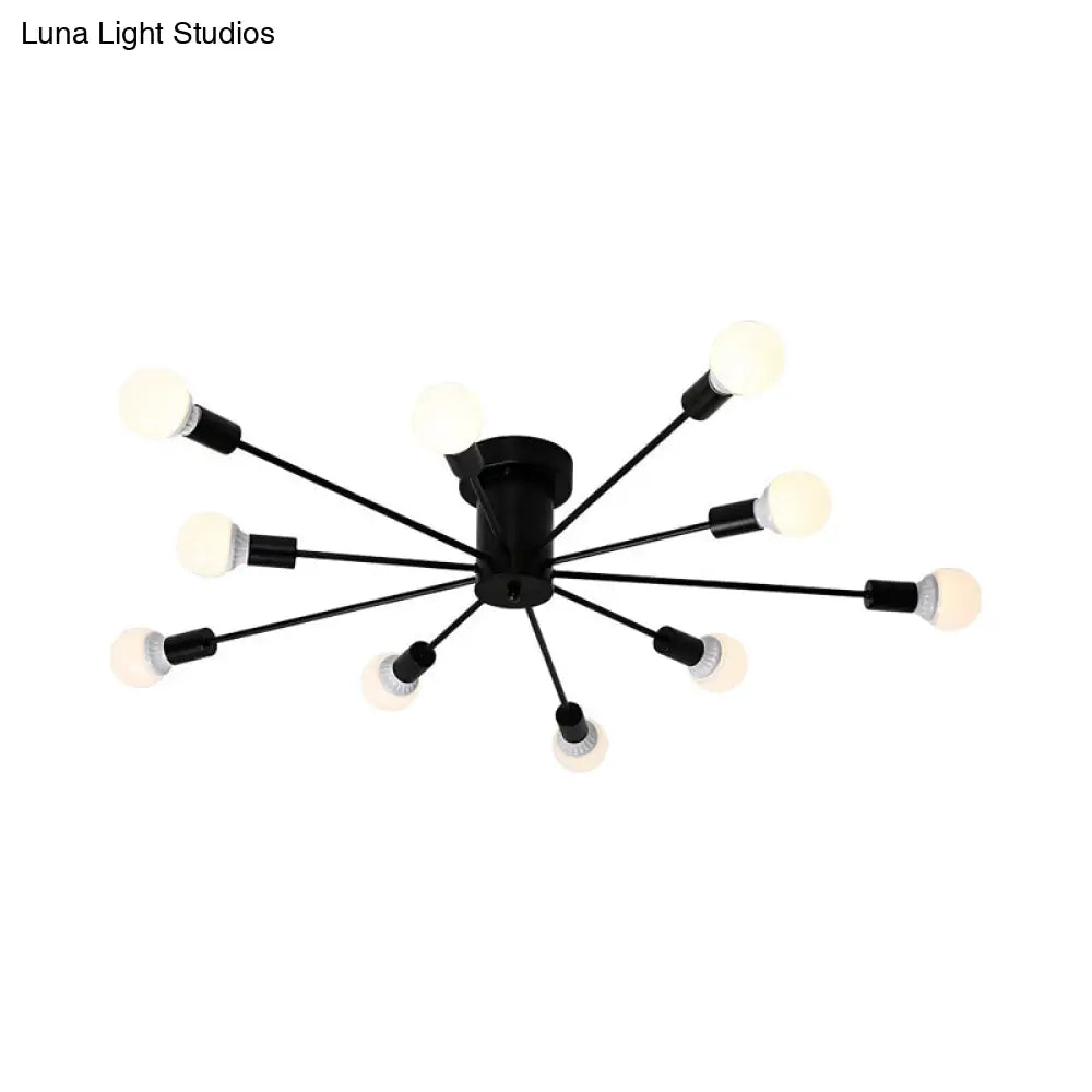 Sputnik Style Ceiling Light In Black/White/Gold With 6/8/10 Heads - Contemporary Semi - Mount