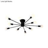 Sputnik Style Ceiling Light In Black/White/Gold With 6/8/10 Heads - Contemporary Semi - Mount
