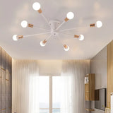 Sputnik Style Ceiling Light In Black/White/Gold With 6/8/10 Heads - Contemporary Semi - Mount