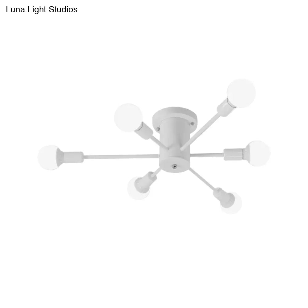 Sputnik Style Ceiling Light In Black/White/Gold With 6/8/10 Heads - Contemporary Semi - Mount