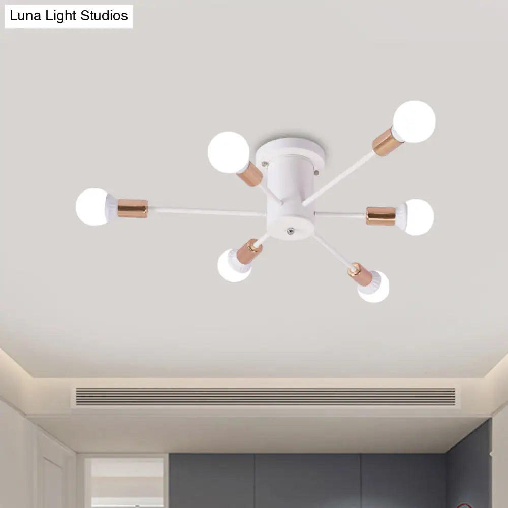 Sputnik Style Ceiling Light In Black/White/Gold With 6/8/10 Heads - Contemporary Semi - Mount