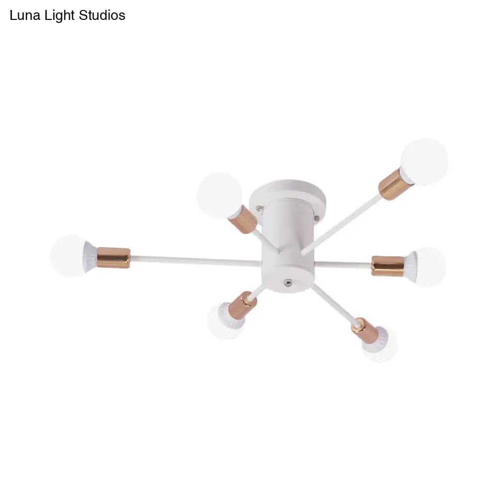 Sputnik Style Ceiling Light In Black/White/Gold With 6/8/10 Heads - Contemporary Semi - Mount