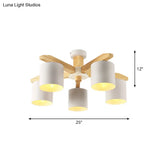 Sputnik Wooden Semi Mount Lighting - Nordic 5/6/8-Light Flush Ceiling Light With Metal Shade
