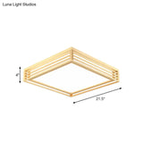 Square Acrylic Flush Ceiling Light - Asian Beige Led Fixture In Warm/White With Wood Frame