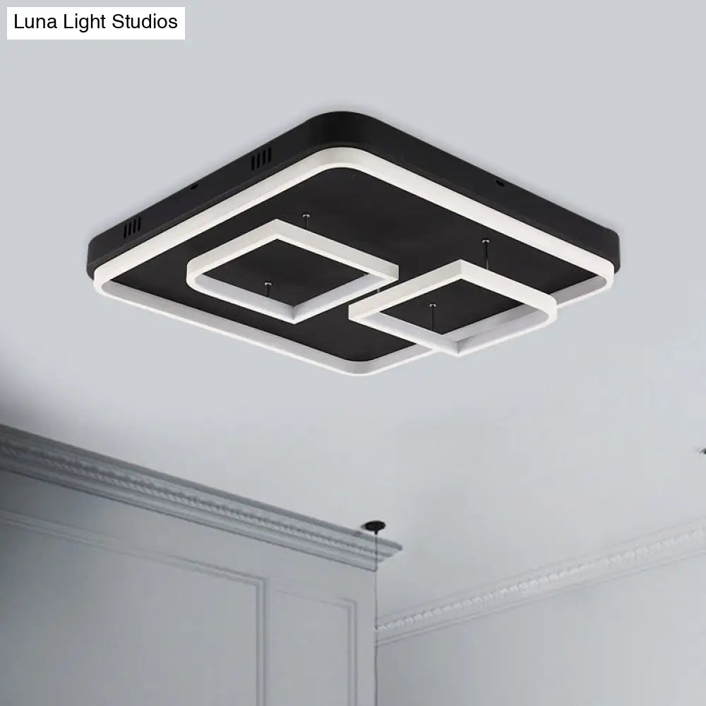 Square Acrylic Led Ceiling Light Fixture - 16.5’/20.5’/24.5’ Wide Modern Semi Mount