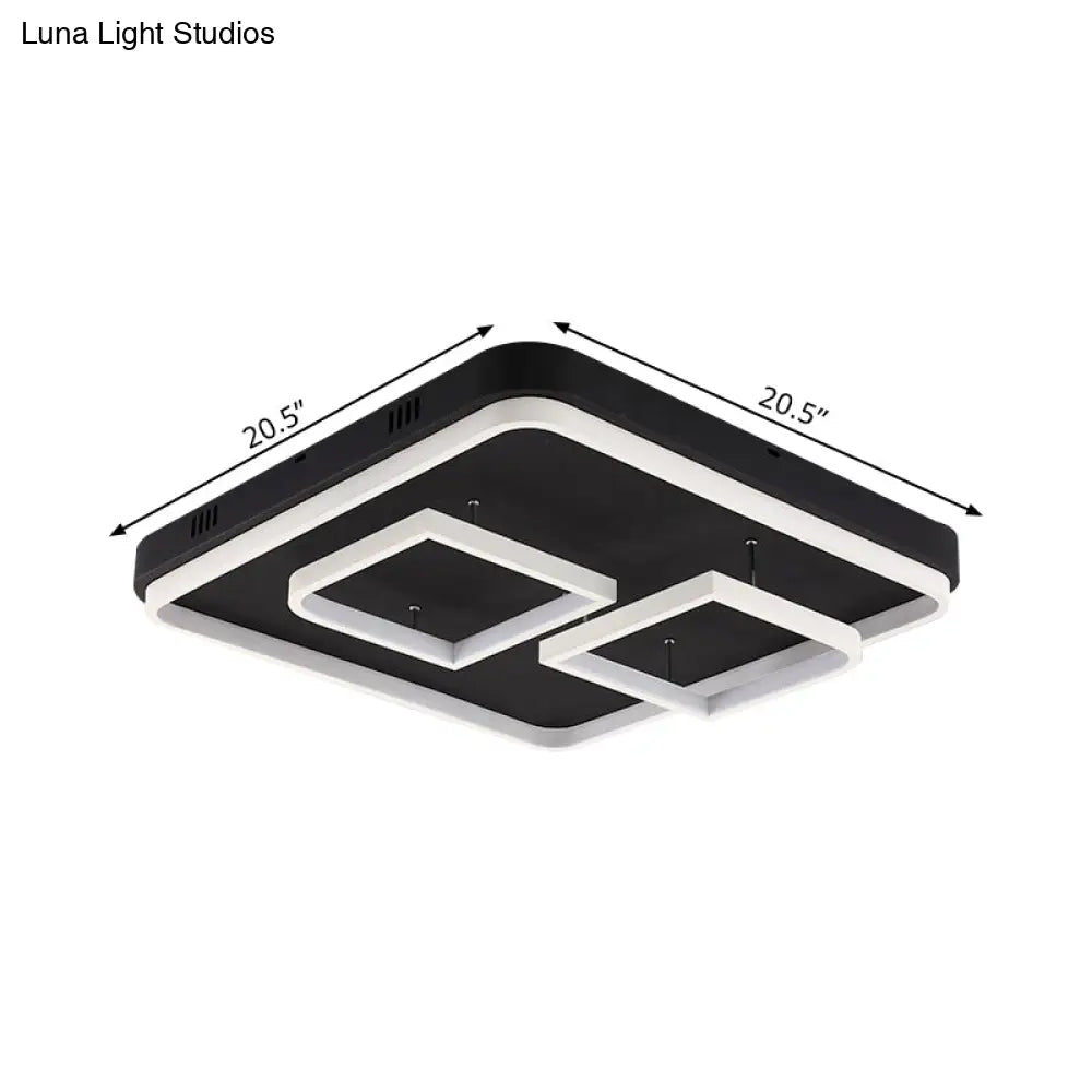 Square Acrylic Led Ceiling Light Fixture - 16.5’/20.5’/24.5’ Wide Modern Semi Mount