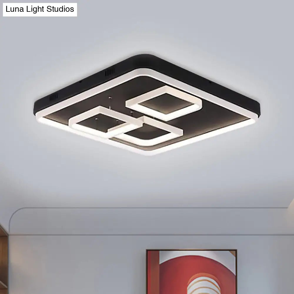 Square Acrylic Led Ceiling Light Fixture - 16.5’/20.5’/24.5’ Wide Modern Semi Mount