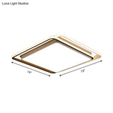 Square Ceiling Mount Led Lamp: Minimalist Metal Flush Light For Living Room In White/Warm -