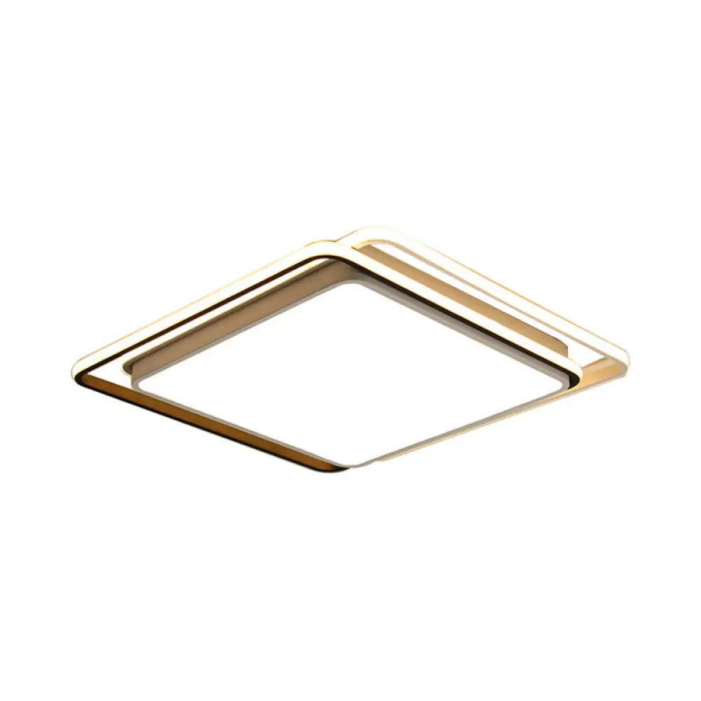 Square Ceiling Mount Led Lamp: Minimalist Metal Flush Light For Living Room In White/Warm - 15/19