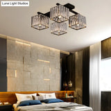 Square Crystal Rod Ceiling Light Fixture - Modern Semi Flush Mount With Tri - Sided Design (4/6/9