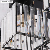 Square Crystal Rod Ceiling Light Fixture - Modern Semi Flush Mount With Tri - Sided Design (4/6/9