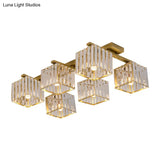Square Crystal Rod Ceiling Light Fixture - Modern Semi Flush Mount With Tri - Sided Design (4/6/9