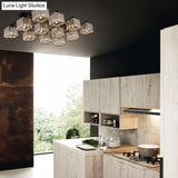 Square Crystal Rod Ceiling Light Fixture - Modern Semi Flush Mount With Tri - Sided Design (4/6/9