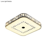Square Flush Ceiling Light - Modern Rectangle-Cut Crystal Led Black Fixture For Living Room