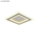 Square Frame Led Ceiling Lamp In Metallic Finish - Minimalist Bedroom Flush Lighting (Warm/White