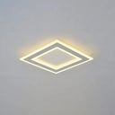 Square Frame Led Ceiling Lamp In Metallic Finish - Minimalist Bedroom Flush Lighting (Warm/White